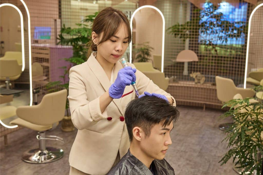 Signature Medical Microneedling Hair Growth treatment in progress